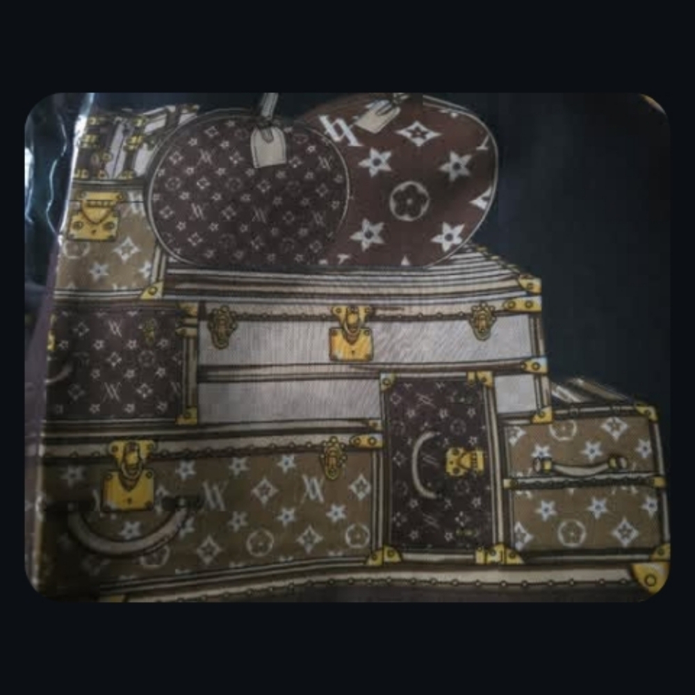 Trunk Print Scarf - Brown & Gold Tones